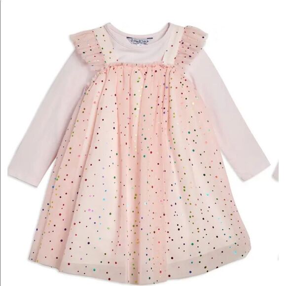 Pippa & Julie Kid's Top & Foil Dot Mesh Dress - Picture 1 of 2